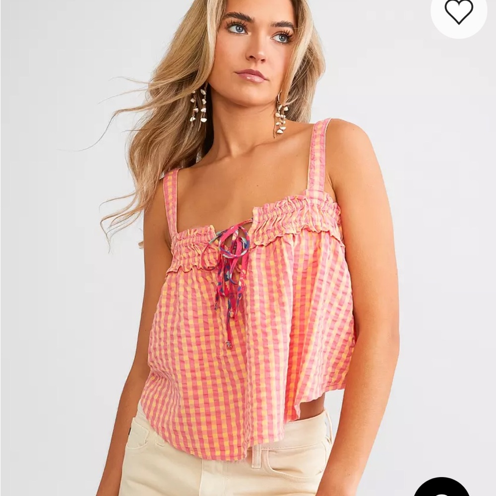 Free People Picnic party gingham Crop Top medium